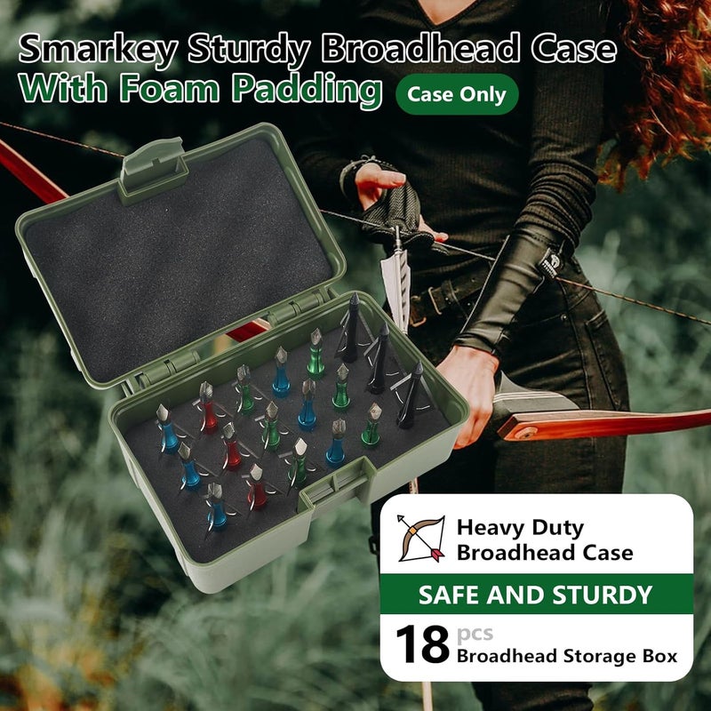 Smarkey Broadhead Case, Archery Broadhead Box Storage Case, Arrow Head Tip Organizer Case Holder, Holds 18pcs Fixed or Mech Broadheads (Case Only) - Image 2